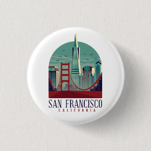 Vintages San Francisco Cityscape Button