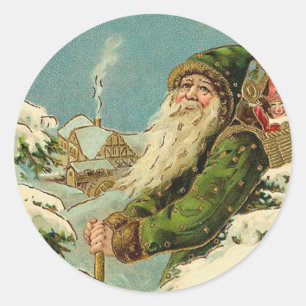 Vintages Sankt- - Joyeux-Weihnachten Runder Aufkleber