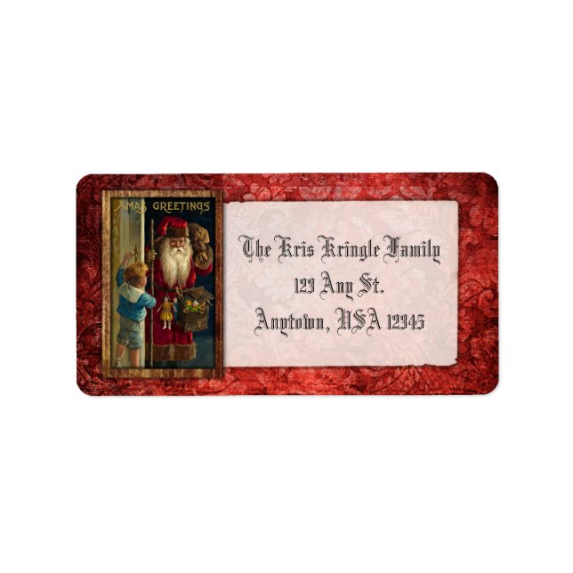 Vintages Santa Bringspielzeug Adressaufkleber (Vorne)