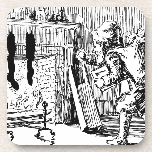 Vintages Santa Bringspielzeug Getränkeuntersetzer (Vorderseite)