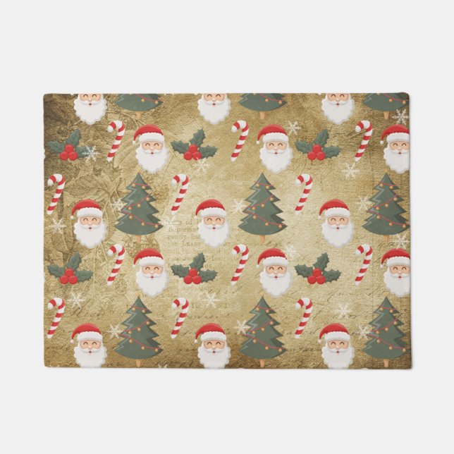 Vintages Santa Claus Muster Fußmatte (Vorderseite)
