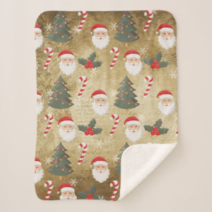 Vintages Santa Claus Muster Sherpadecke