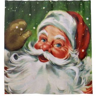 Vintages Santa Face 1 Duschvorhang