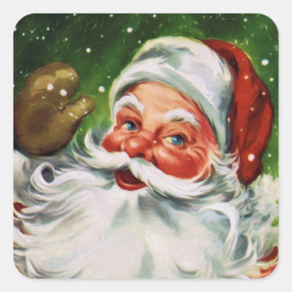 Vintages Santa Face 1 Quadratischer Aufkleber