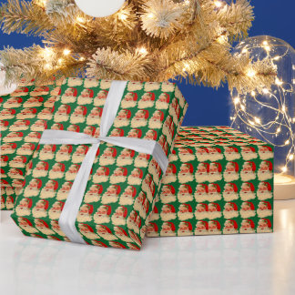 Vintages Santa Face-ll-Papier Geschenkpapier