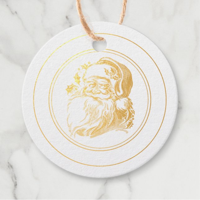 Vintages Santa Face Siegel der Genehmigung Weihnac Geschenkanhänger (Vorderseite)