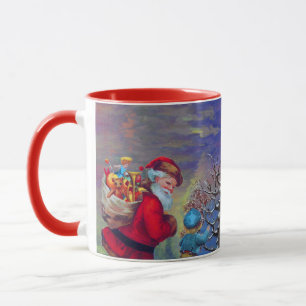 VINTAGES SANTA, KIND UND WINTERBAUM Weihnachten Tasse