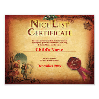 Vintages Santa-Nice-Listzertifikat Fotodruck