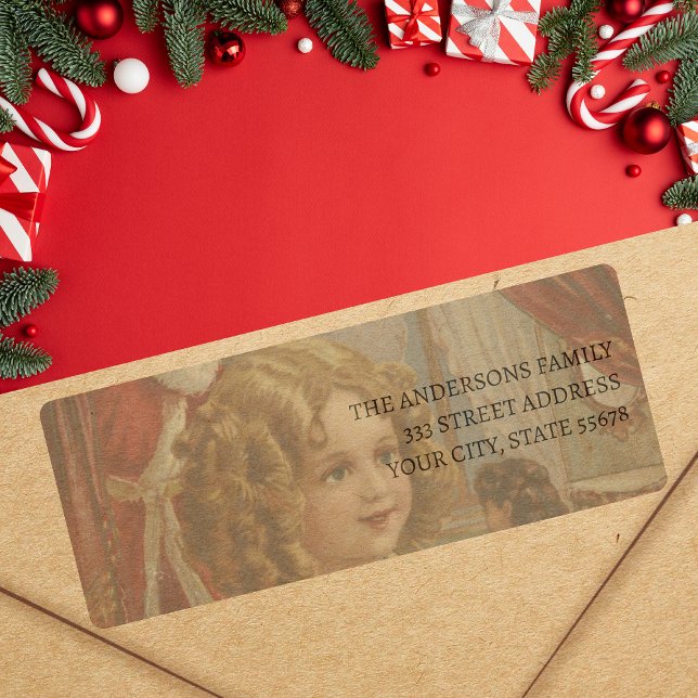 Vintages Santa-Puppe-Adressetikett (Von Creator hochgeladen)