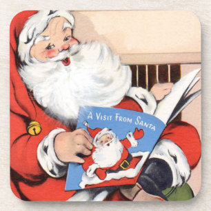 Vintages Santa Reading Set von Cork Untersetzer