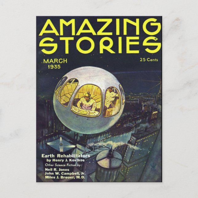 Vintages Scannerbuch Kunst Raumfahrt Stadt Postkarte (Vorderseite)