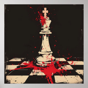 Vintages Schach-King-Illustrations-Poster Poster