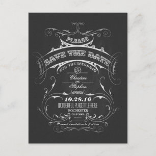 Vintages Schachbrett Save the Date Postkarte