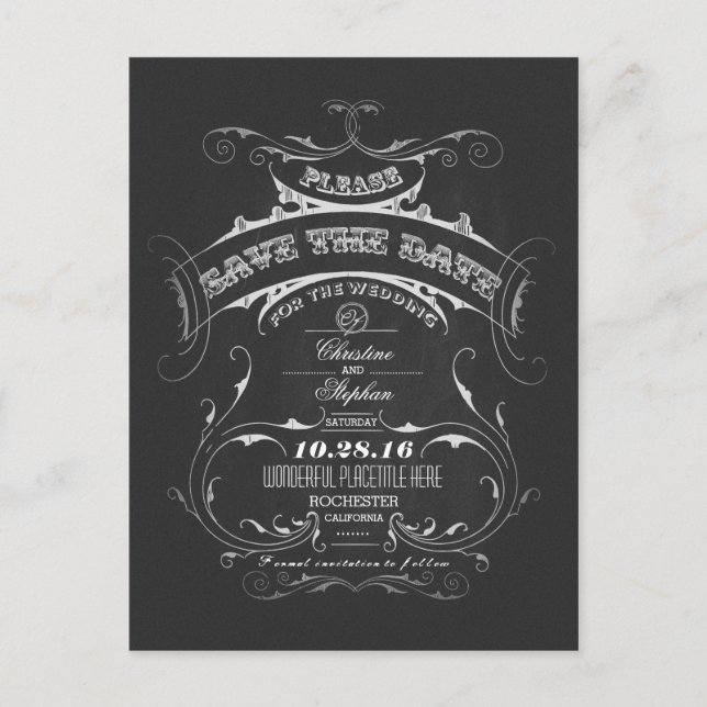 Vintages Schachbrett Save the Date Postkarte (Vorderseite)