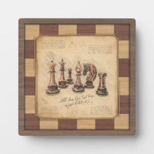 Vintages Schachbrett und Schachfiguren, Spielerges Fotoplatte