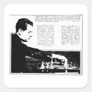 Vintages Schachspiel Capablanca Master Newspaper Quadratischer Aufkleber