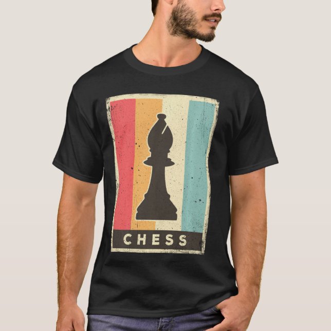 Vintages Schachspiel Retro-Poster T-Shirt (Vorderseite)