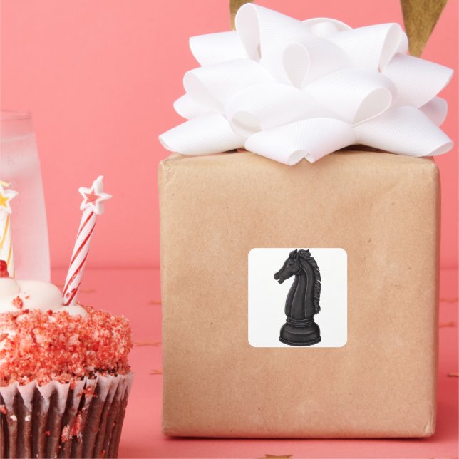 Vintages Schachstück Quadratischer Aufkleber (Party)