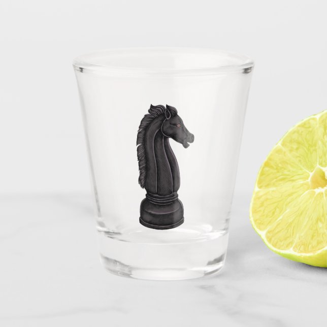 Vintages Schachstück Schnapsglas (Vorderseite)