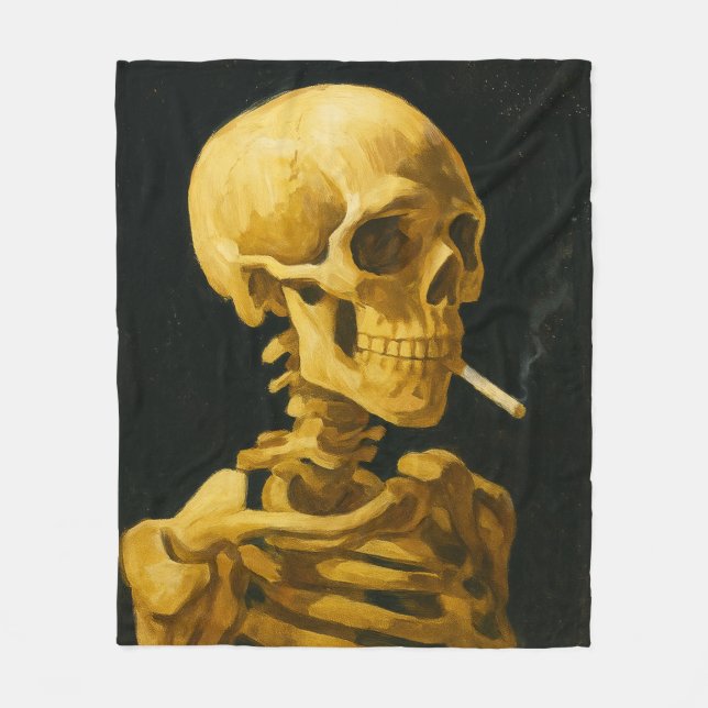 Vintages Schädelrauchen - Einzigartiger Van Gogh I Fleecedecke (Vorderseite)