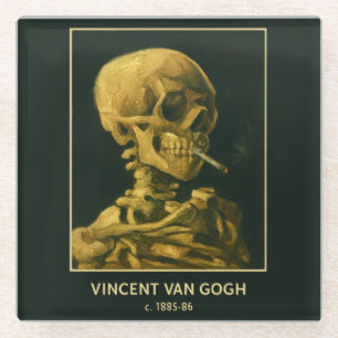 Vintages Schädelrauchen - Einzigartiger Van Gogh I Glasuntersetzer