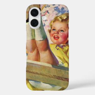 Vintages Schauen, Girl Swinging in a Tree Kinder s iPhone 16 Hülle