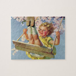 Vintages Schauen, Girl Swinging in a Tree Kinder s Puzzle