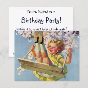 Vintages Schaukeln, Girl Swingday Party Einladung