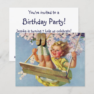 Vintages Schaukeln, Girl Swingday Party Einladung