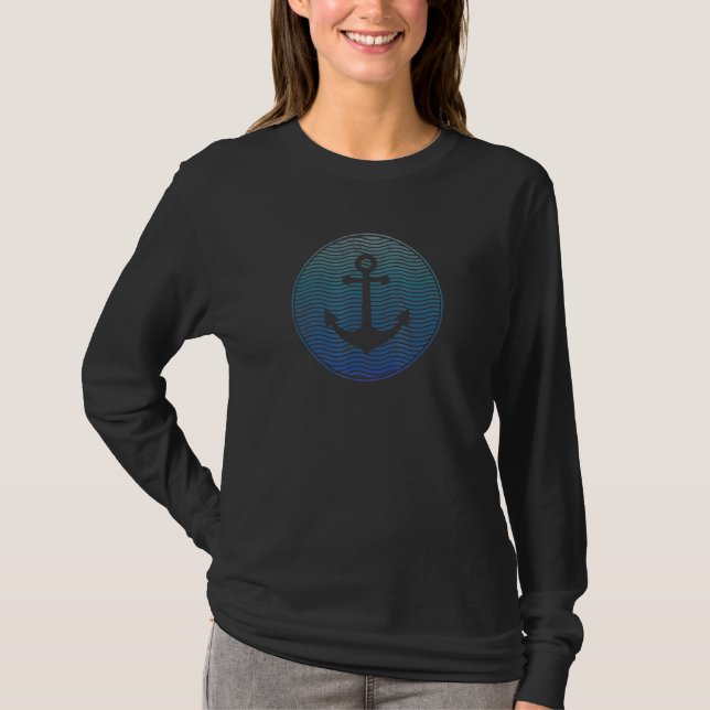 Vintages Schiff Ankerboot Sailo T-Shirt (Vorderseite)