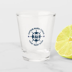 Vintages Schiff des Blue White Nautical Boat Wheel Schnapsglas