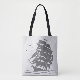 Vintages Schiff, ganz über Druck-Taschen-Tasche