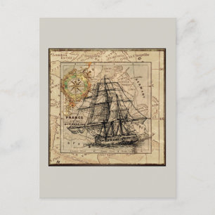 Vintages Schiff und Karte