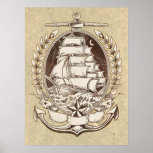 Vintages Schiffspopster Poster