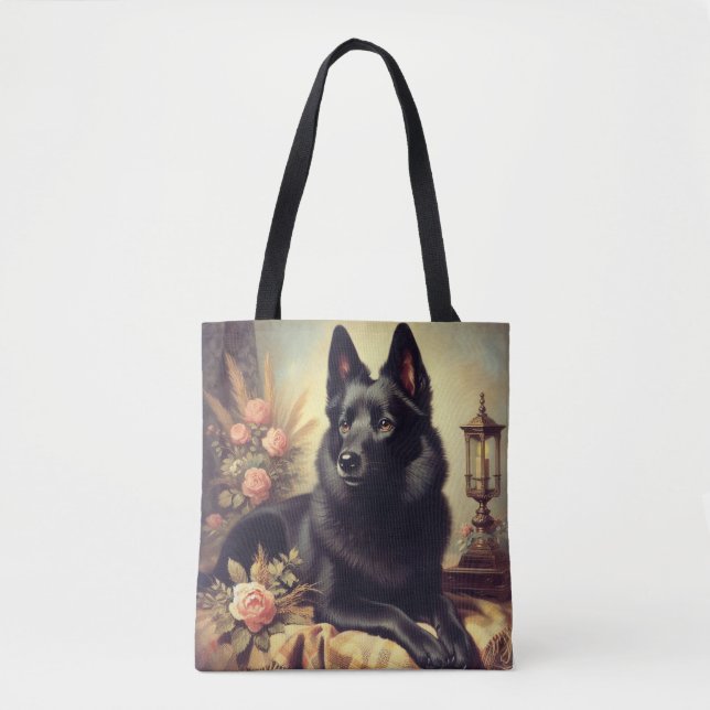 Vintages Schipperke Dog Gemälde (Vorderseite)