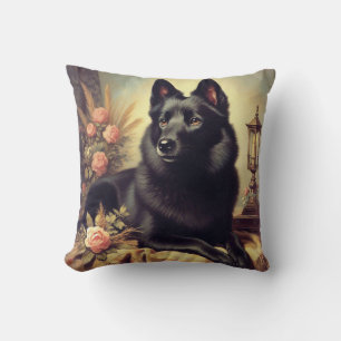 Vintages Schipperke Dog Gemälde Kissen