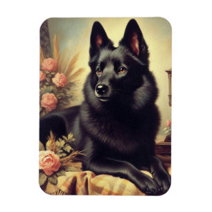 Vintages Schipperke Dog Gemälde Magnet