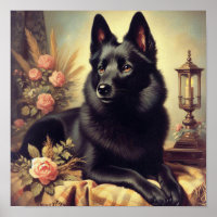 Vintages Schipperke Dog Gemälde
