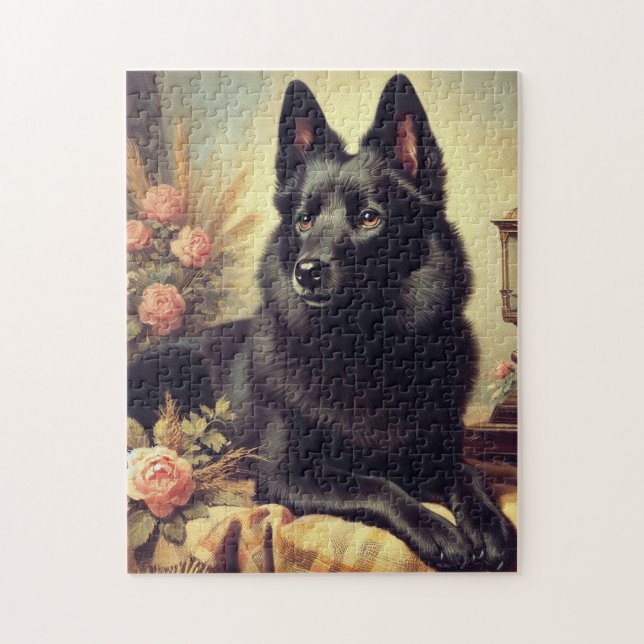 Vintages Schipperke Dog Gemälde Puzzle (Vertikal)