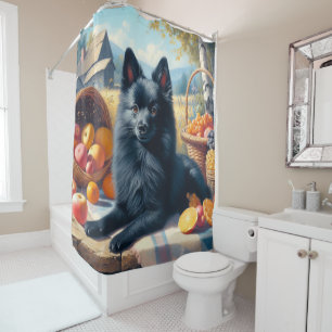 Vintages Schipperke Welpenbild Duschvorhang