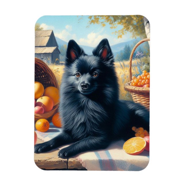 Vintages Schipperke Welpenbild Magnet (Vertikal)