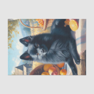 Vintages Schipperke Welpenbild Seidenpapier