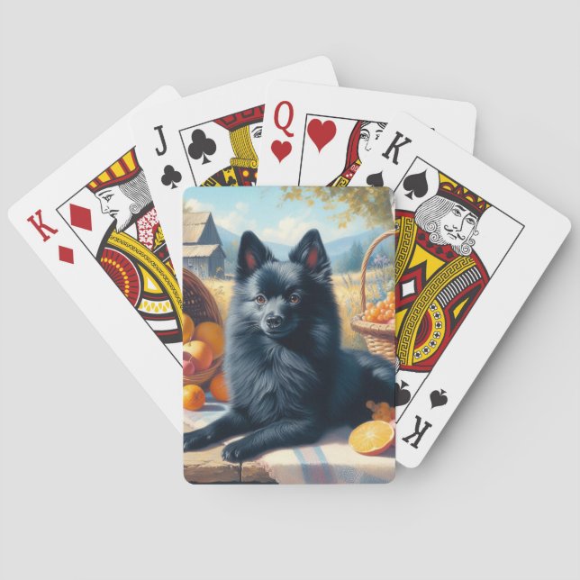 Vintages Schipperke Welpenbild Spielkarten (Rückseite)