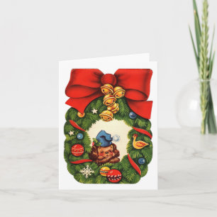 Vintages Schlafen im Schlaf im Kraut Weihnachtskar Karte