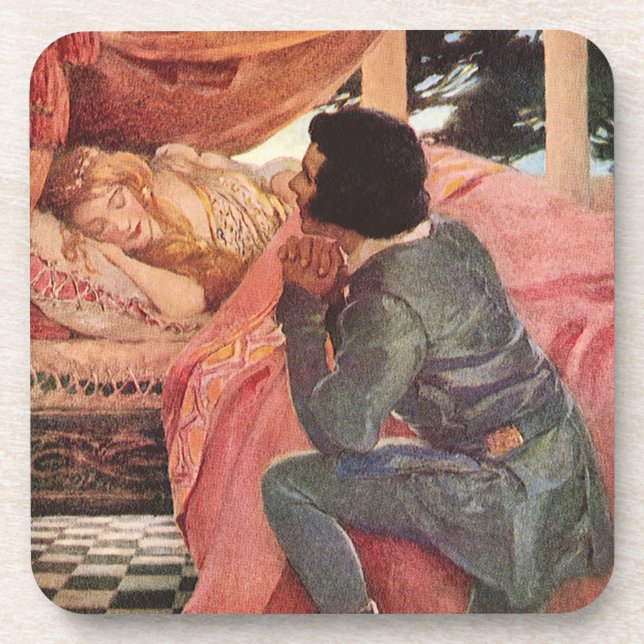 Vintages Schlafen Schönheit von Jessie Willcox Smi Getränkeuntersetzer (Vorderseite)