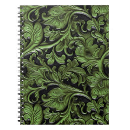 Vintages schlinggrün bearbeitetes Leder Notizblock