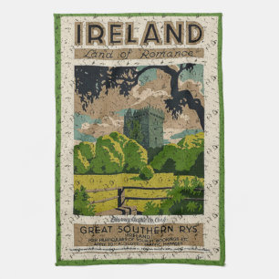 Vintages Schloss Blarney Reisewerbung Geschirrtuch
