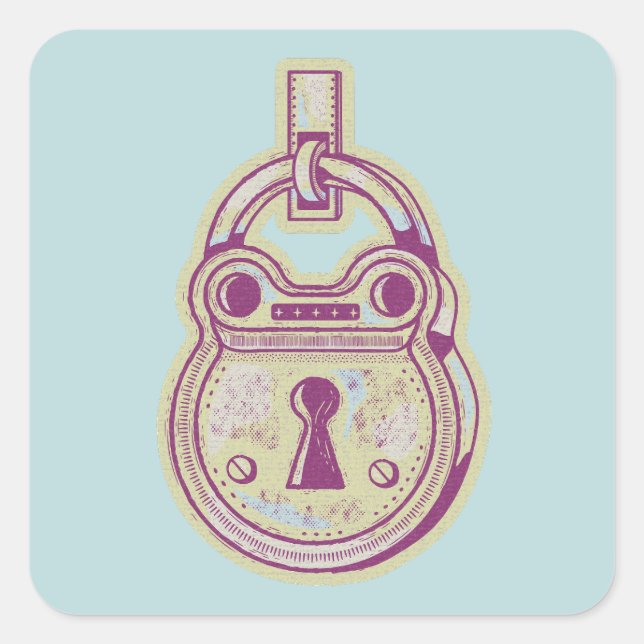 Vintages Schloss Quadratischer Aufkleber (Vorderseite)