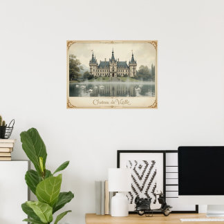 Vintages Schloss von Vizille Frankreich Landschaft Poster