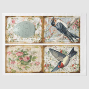 Vintages Schlucken und Blume Frühjahr Seidenpapier